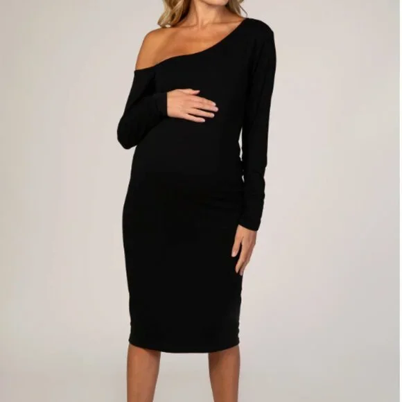 open lace back dress Momyknows One Shoulder Mermaid Elegant Maternity Photoshoot Maxi Dress main image 0